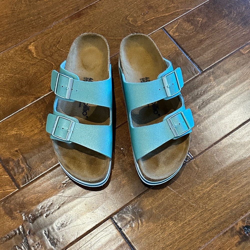 Metallic Teal Blue Sandals